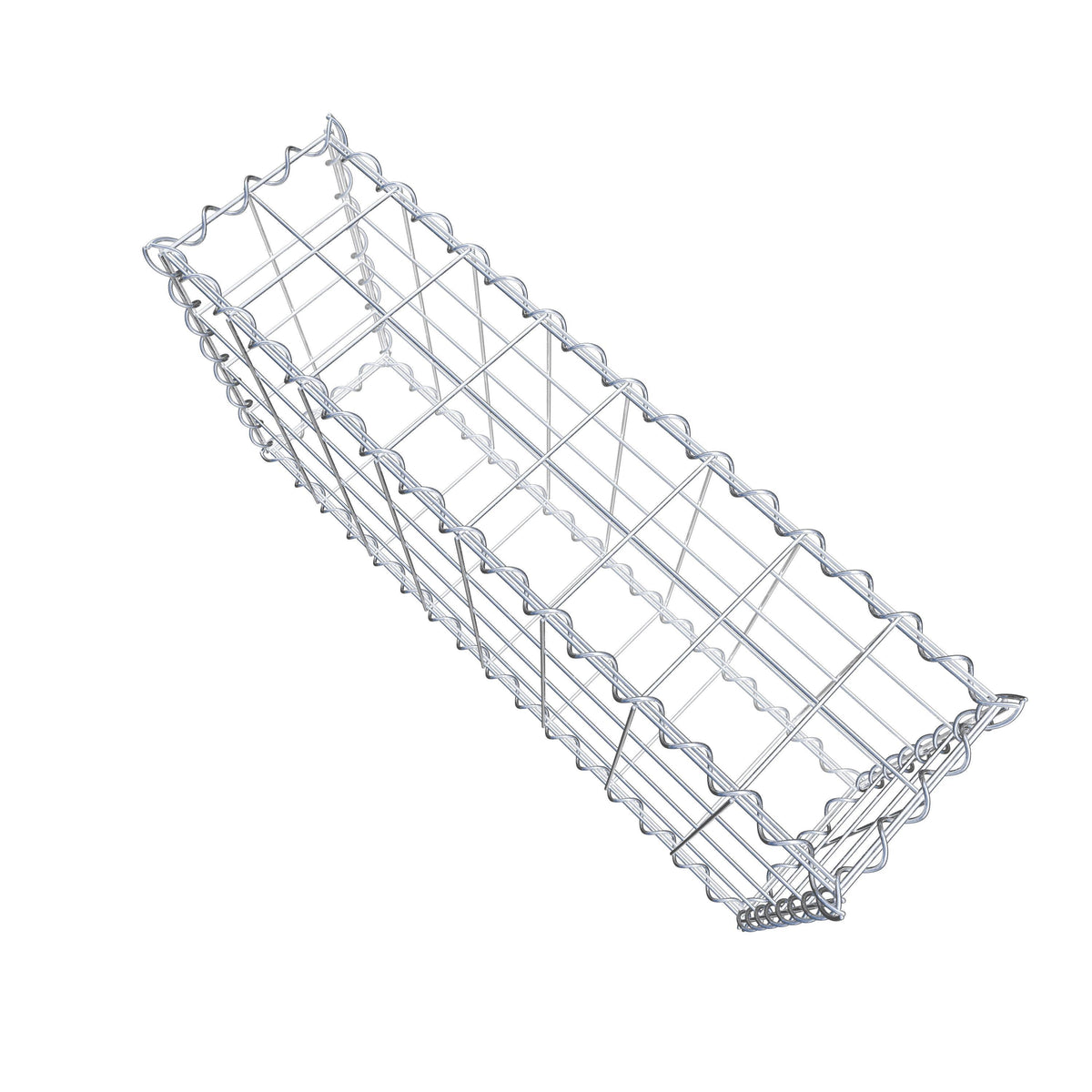 Schanskorf 80 cm x 40 cm x 20 cm (L x H x D), maaswijdte 10 cm x 10 cm, spiraalvormig