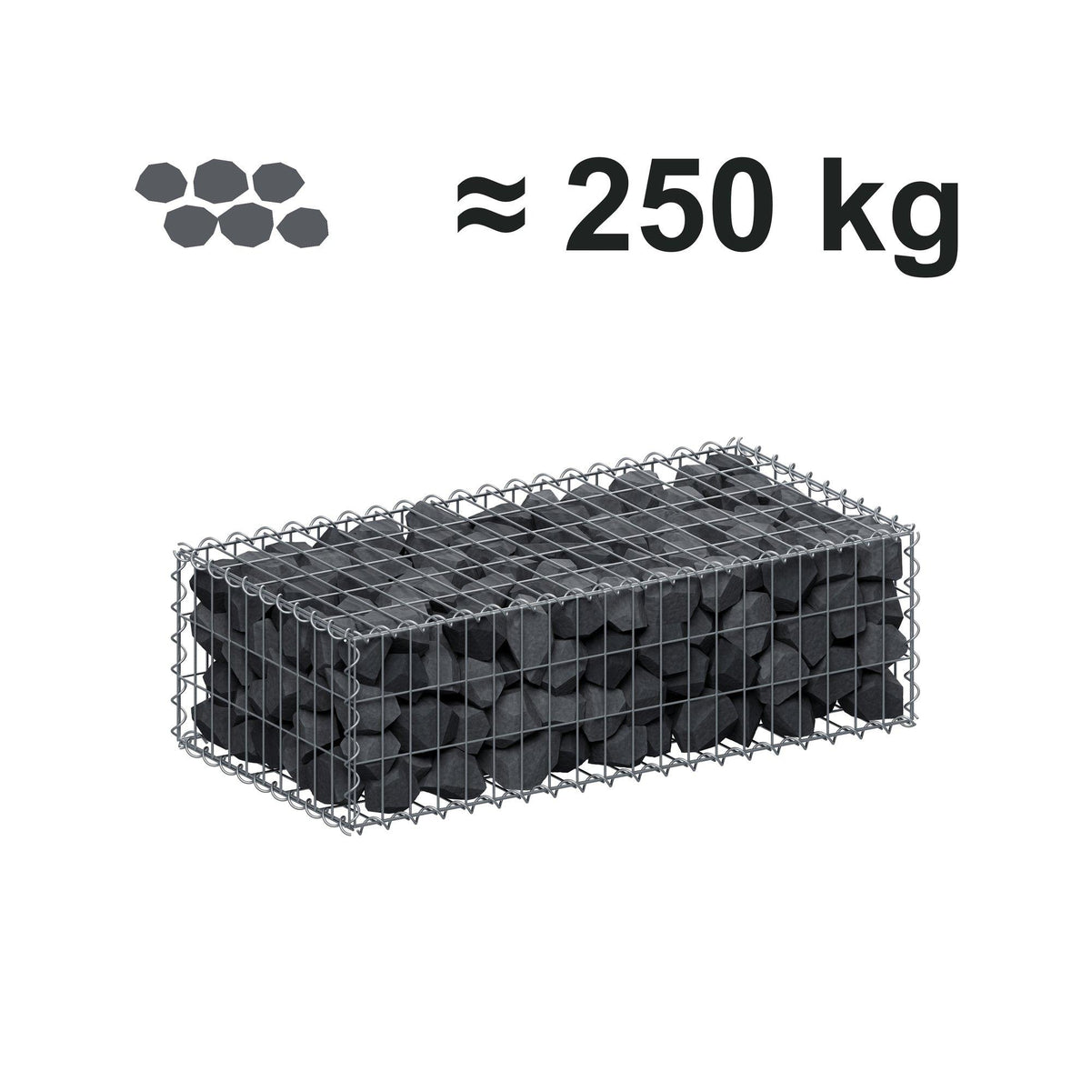 Gabione 100 cm x 30 cm x 50 cm (L x H x T), Maschenweite 5 cm x 10 cm, Spirale
