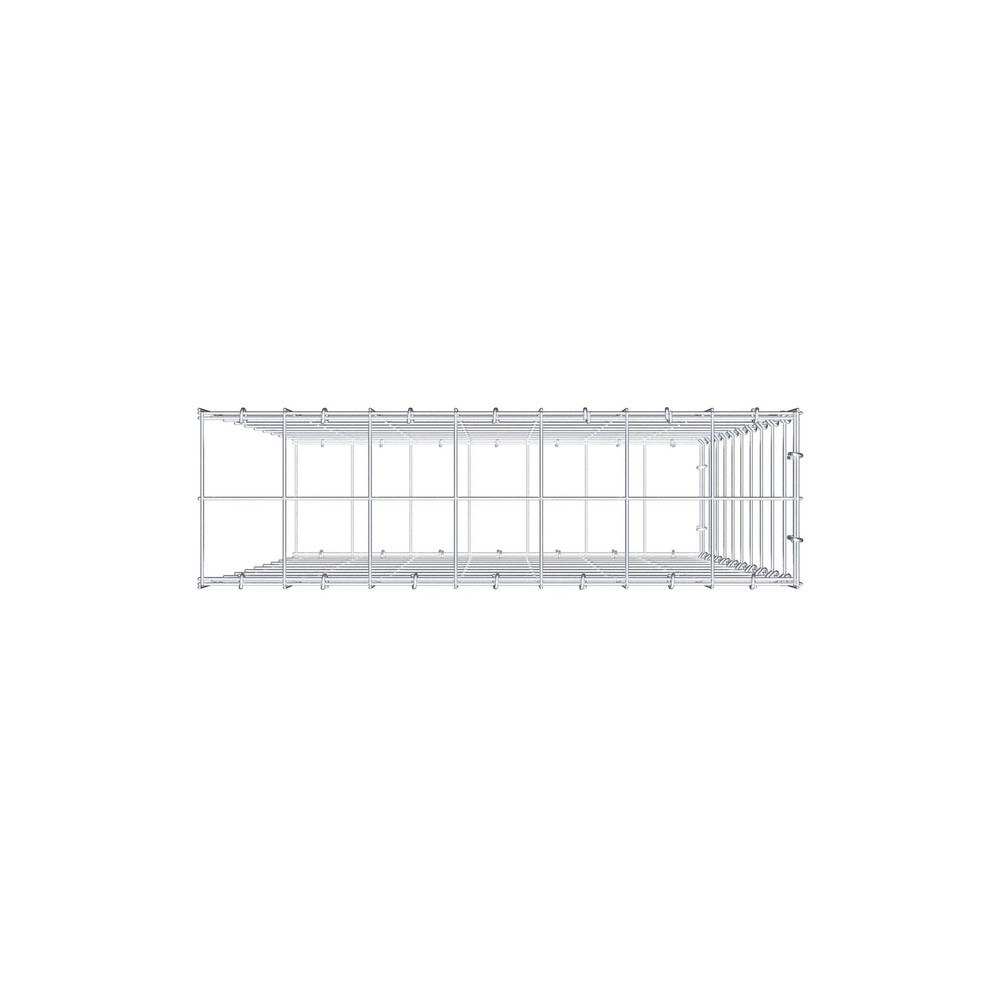 Typ 2 påbyggnadsgabion 100 cm x 70 cm x 20 cm (L x H x D), maskstorlek 10 cm x 10 cm, C-ring
