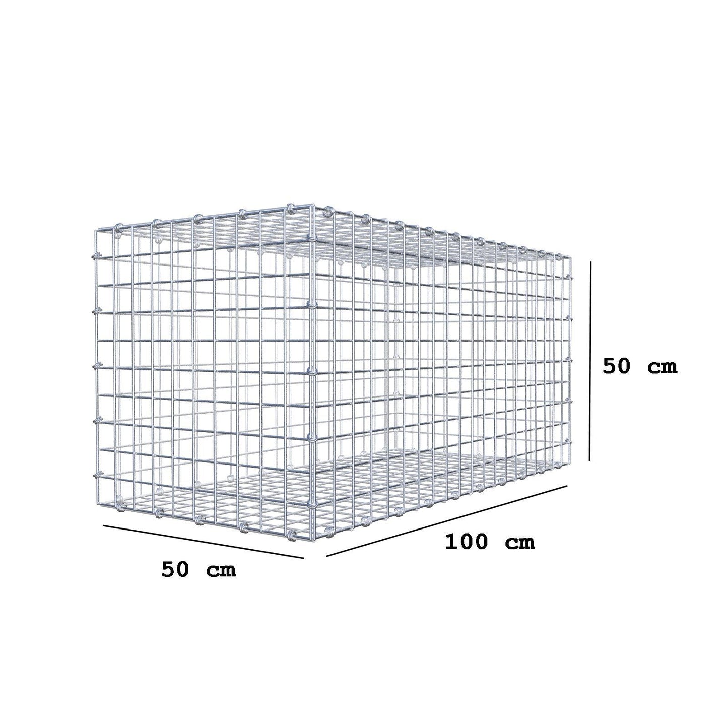 Gabbione 100 cm x 50 cm x 50 cm (L x H x P), maglia 5 x 5 cm, anello a spirale