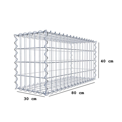 Schanskorf 80 cm x 40 cm x 30 cm (L x H x D), maaswijdte 5 cm x 10 cm, spiraalvormig