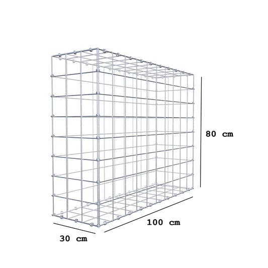 Schanskorf 100 cm x 80 cm x 30 cm (L x H x D), maaswijdte 10 x 10 cm, spiraalring