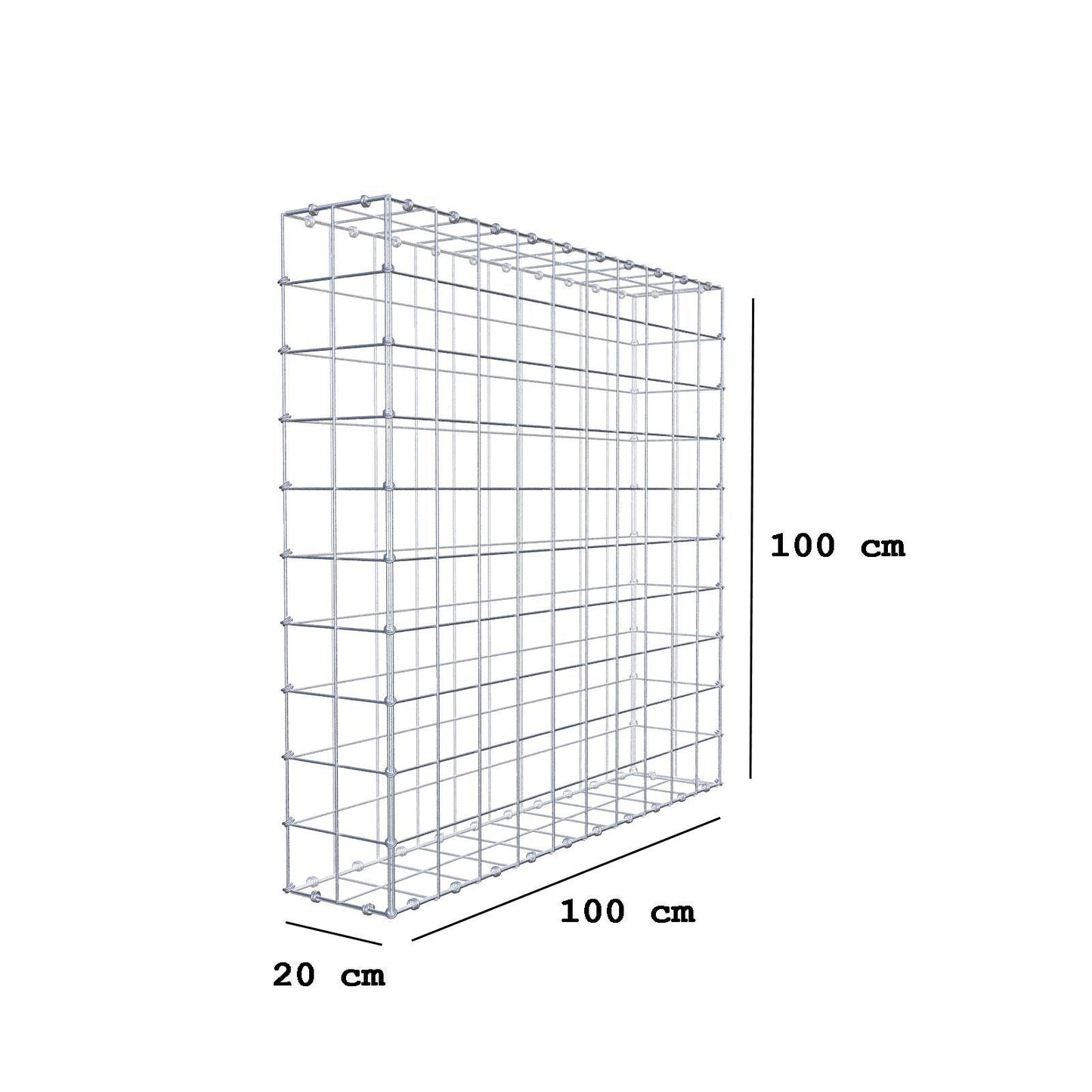Schanskorf 100 cm x 100 cm x 20 cm (L x H x D), maaswijdte 10 x 10 cm, spiraalring
