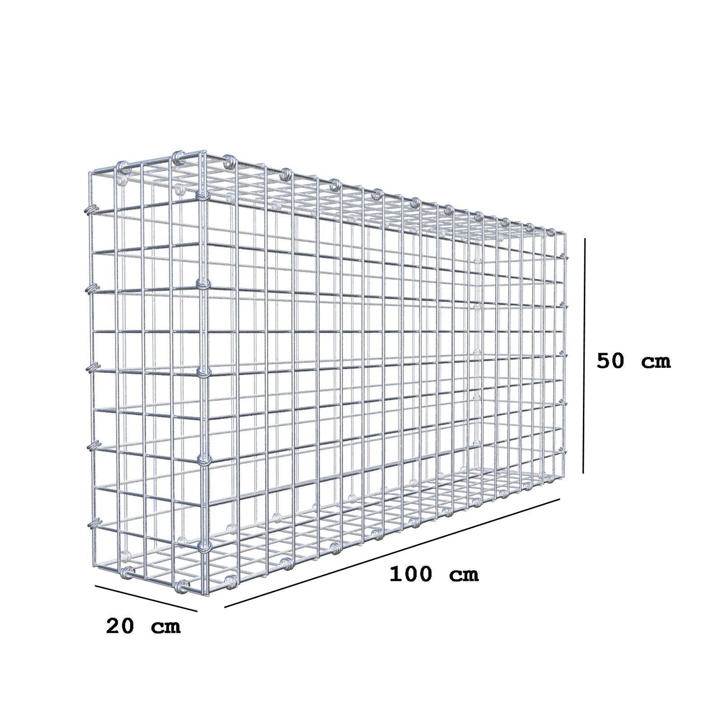 Schanskorf 100 cm x 50 cm x 20 cm (L x H x D), maaswijdte 5 x 5 cm, spiraalring