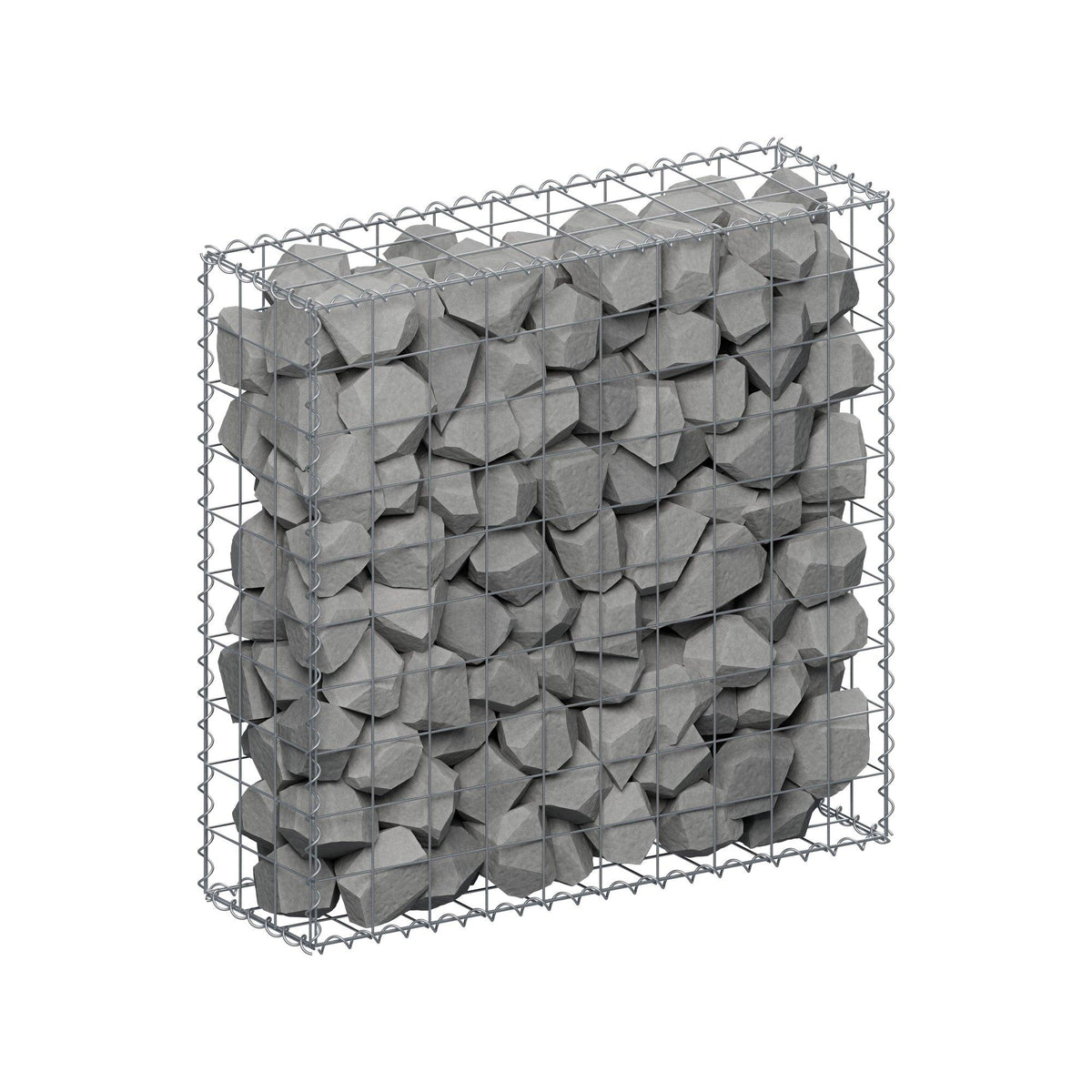 Schanskorf 100 cm x 100 cm x 30 cm (L x H x D), maaswijdte 10 cm x 10 cm, spiraalvormig