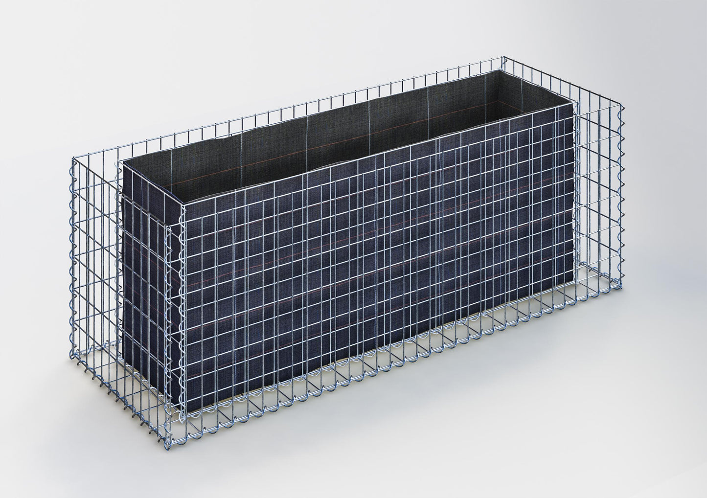Lecho elevado rectangular 170 cm x 60 cm x 60 cm (L x A x P), malla 5 x 10 cm, espesor de pared 10 cm