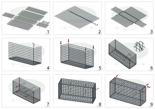 Gabion 50 cm x 40 cm x 40 cm (L x H x P), mailles 5 cm x 5 cm, spirale