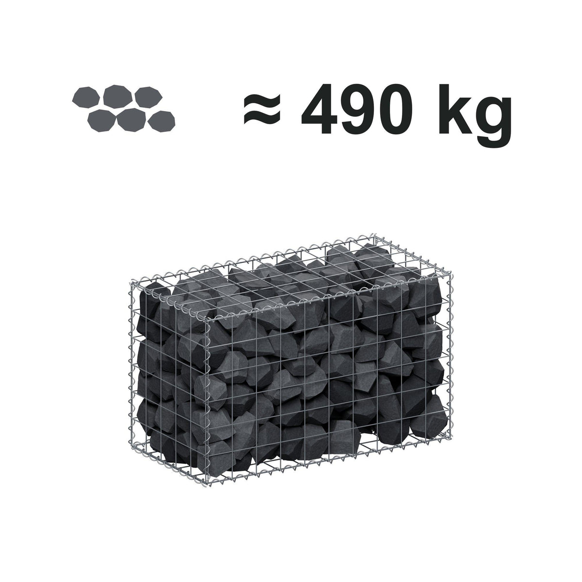 Gabion 100 cm x 60 cm x 50 cm (L x H x D), maskestørrelse 10 cm x 10 cm, spiral