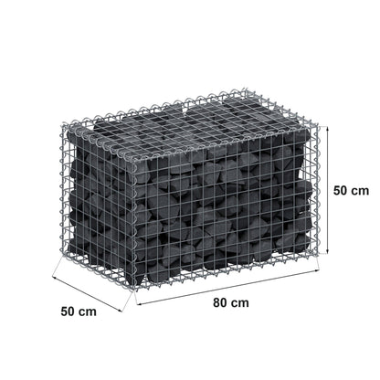 Gabion 80 cm x 50 cm x 50 cm (L x H x P), mailles 5 cm x 5 cm, spirale