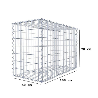 Gabbione 100 cm x 70 cm x 50 cm (L x H x P), maglia 5 cm x 10 cm, spirale