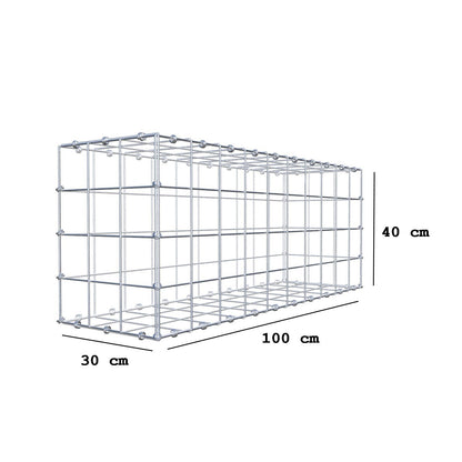 Gabion 100 cm x 40 cm x 30 cm (L x H x D), maskstorlek 10 x 10 cm, spiralring
