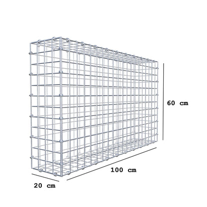 Gabbione 100 cm x 60 cm x 20 cm (L x H x P), maglia 5 x 5 cm, anello a spirale