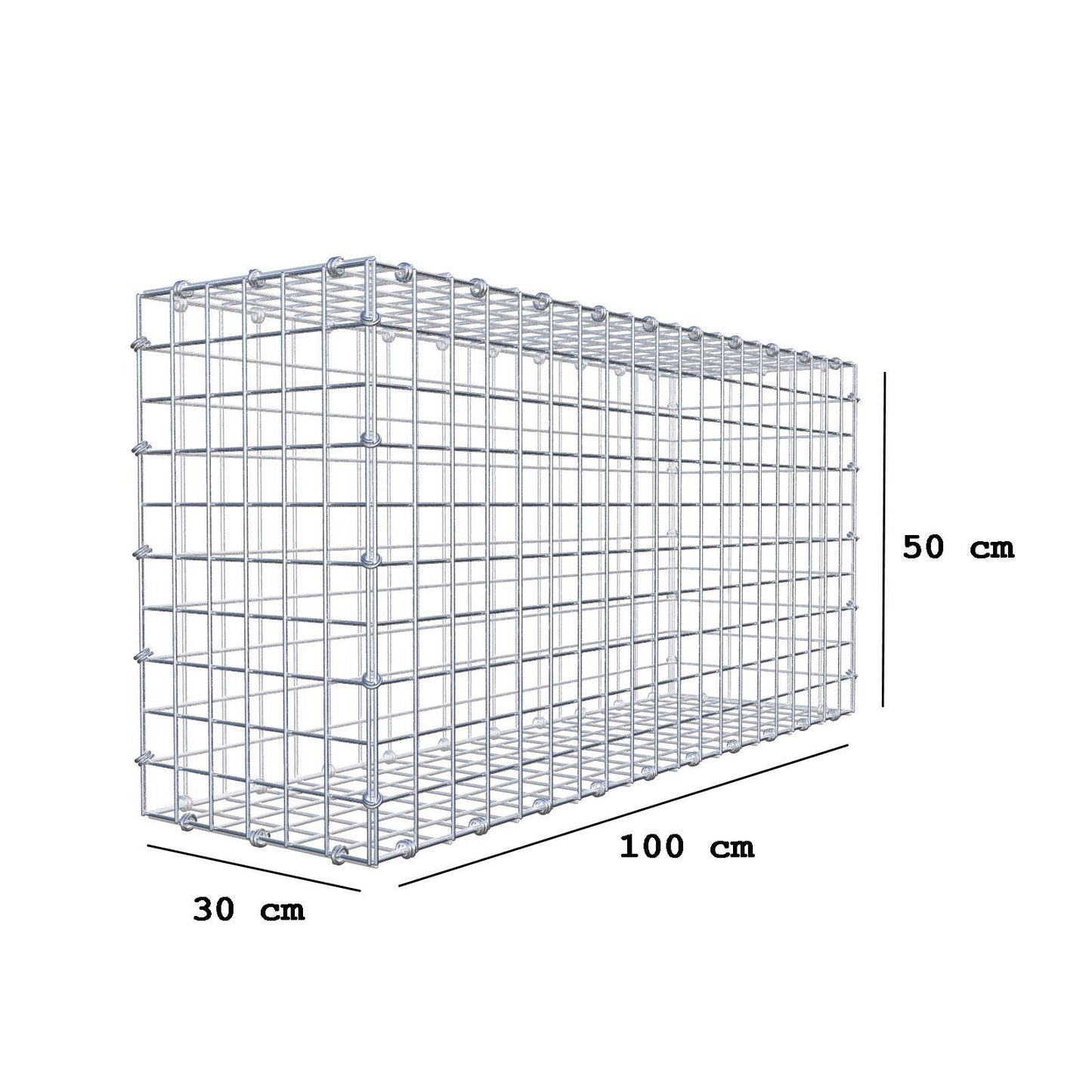 Gabbione 100 cm x 50 cm x 30 cm (L x H x P), maglia 5 x 5 cm, anello a spirale