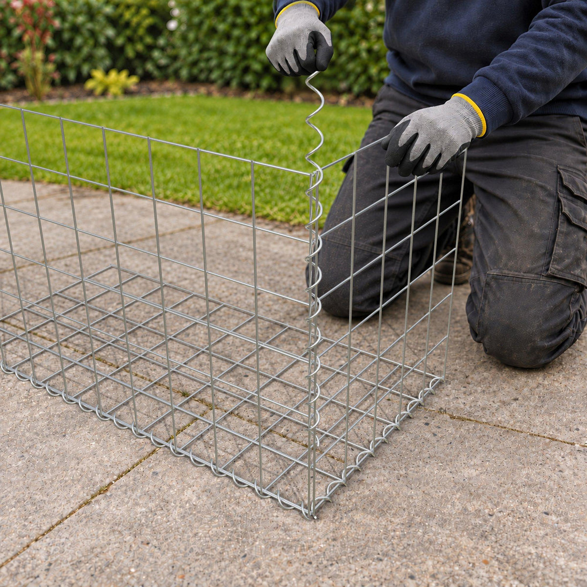 Gabion 100 cm x 60 cm x 50 cm (L x H x D), maskestørrelse 10 cm x 10 cm, spiral
