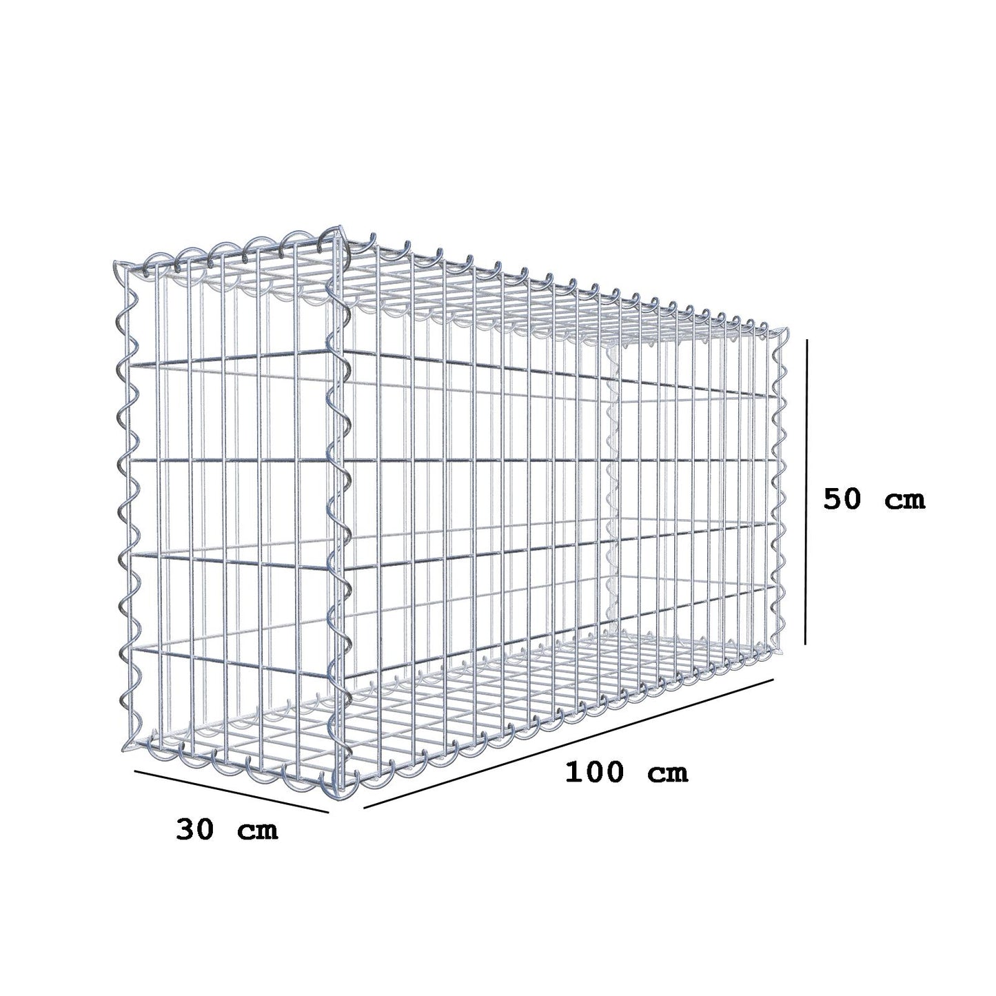Lot de 2 gabions 100 cm x 50 cm x 30 cm (L x H x P), mailles 5 x 10 cm, spirale