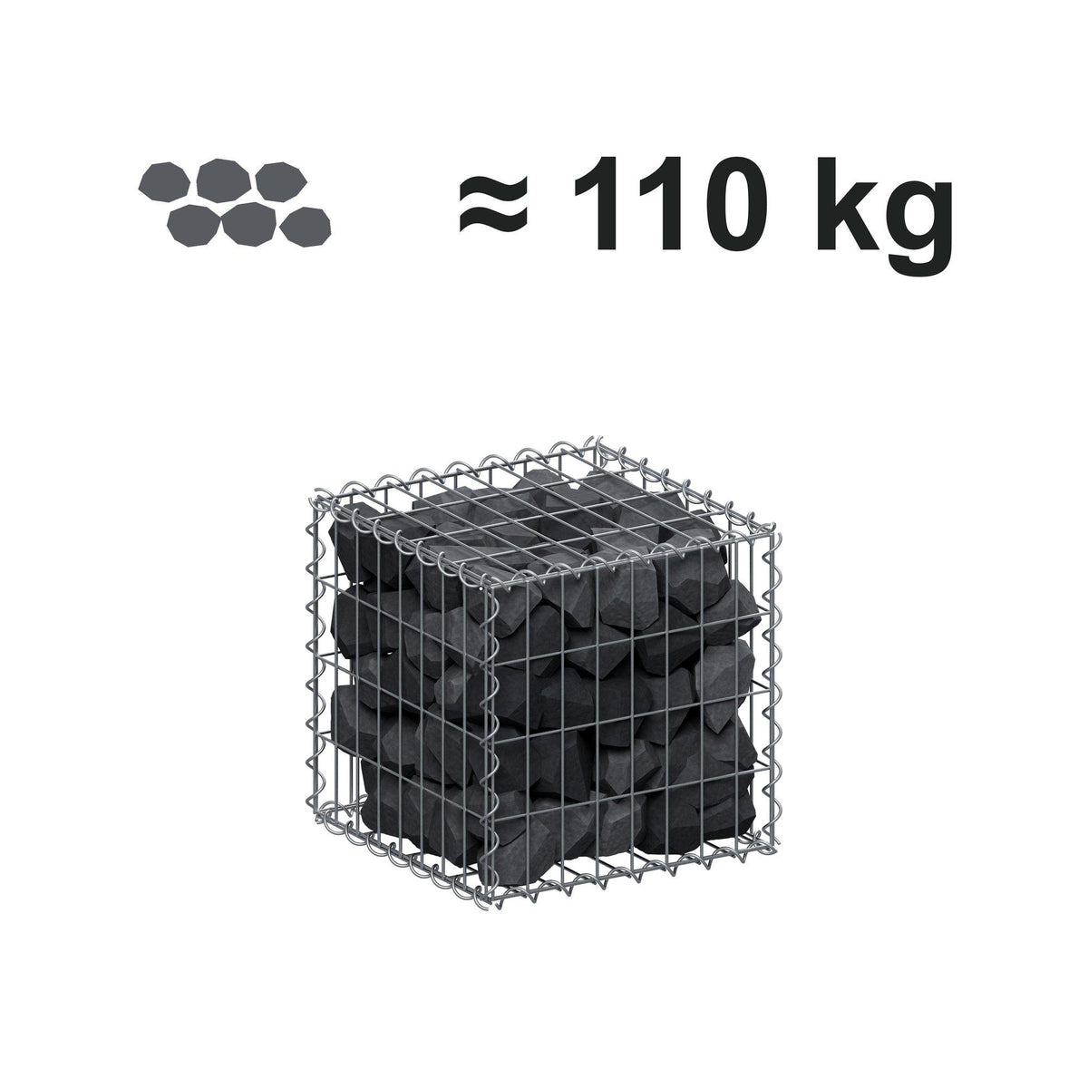 Gabion 40 cm x 40 cm x 40 cm (L x H x D), maskestørrelse 5 cm x 10 cm, spiral