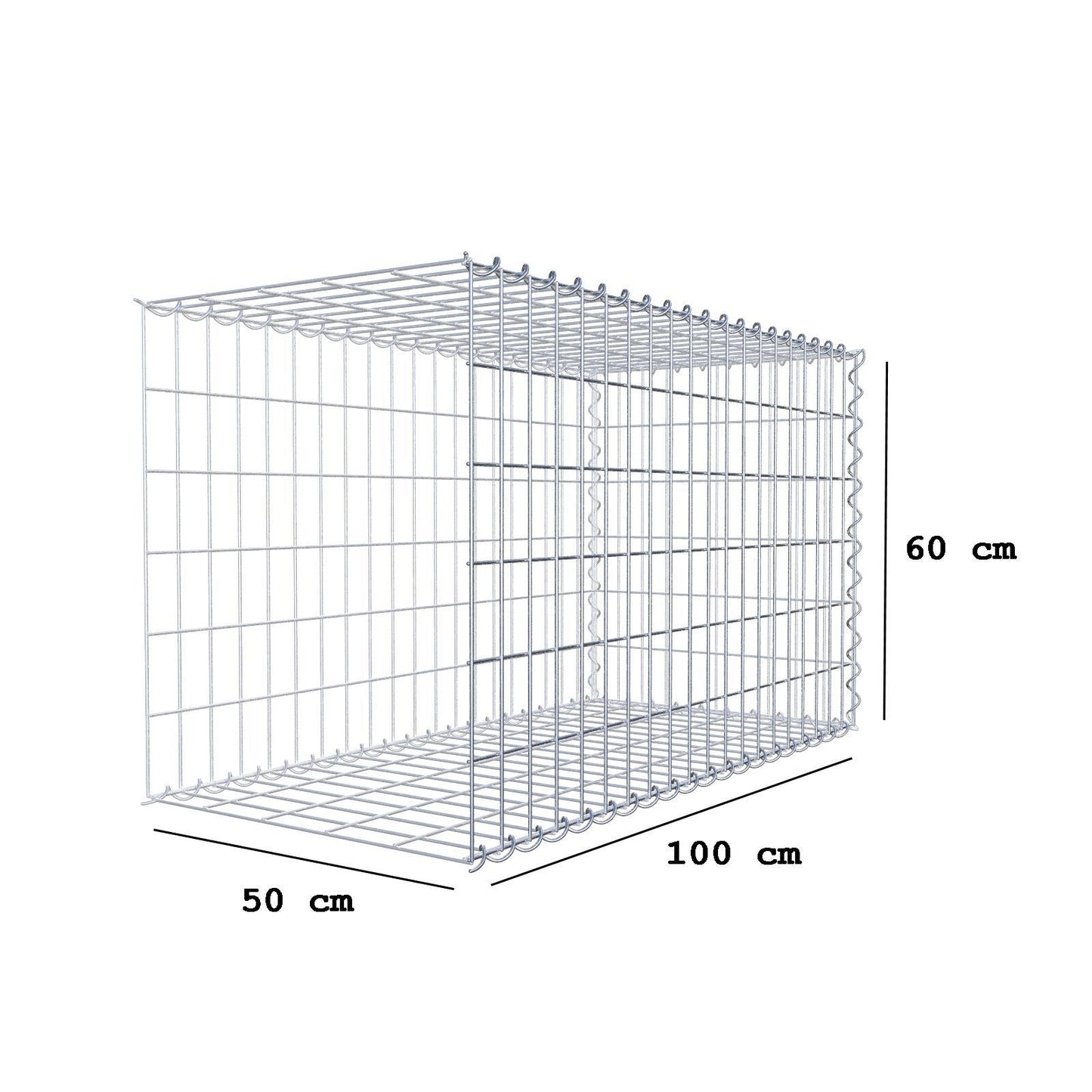 Anbaugabione Typ 2 100 cm x 60 cm x 50 cm (L x H x T), Maschenweite 5 cm x 10 cm, Spirale