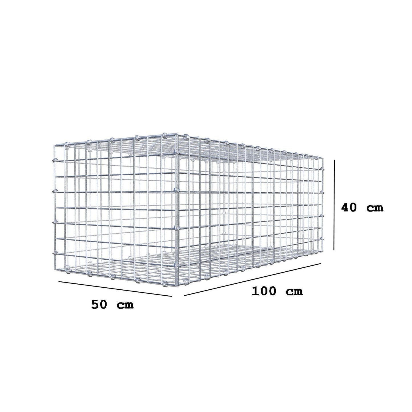 Gabione 100 cm x 40 cm x 50 cm (L x H x T), Maschenweite 5 x 5 cm, Spiralring