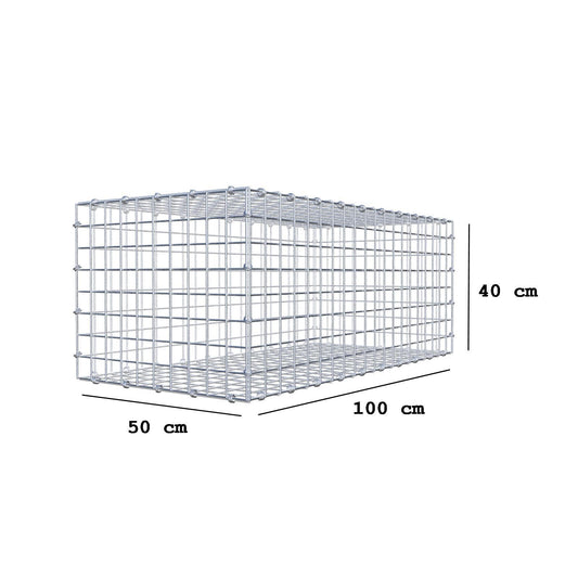 Gabbione 100 cm x 40 cm x 50 cm (L x H x P), maglia 5 x 5 cm, anello a spirale