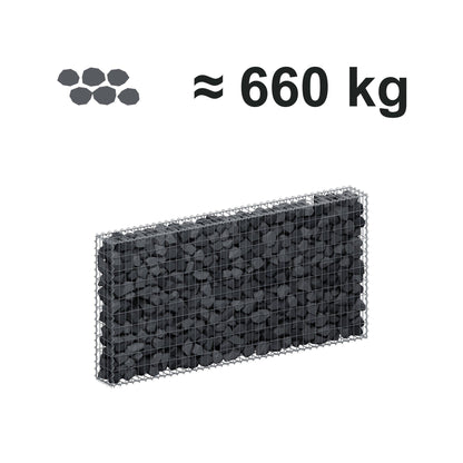 Gabion 200 cm x 100 cm x 20 cm (L x H x D), maskestørrelse 5 cm x 10 cm, spiral