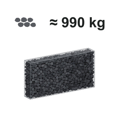 Gabione 200 cm x 100 cm x 30 cm (L x H x T), Maschenweite 5 cm x 5 cm, Spirale