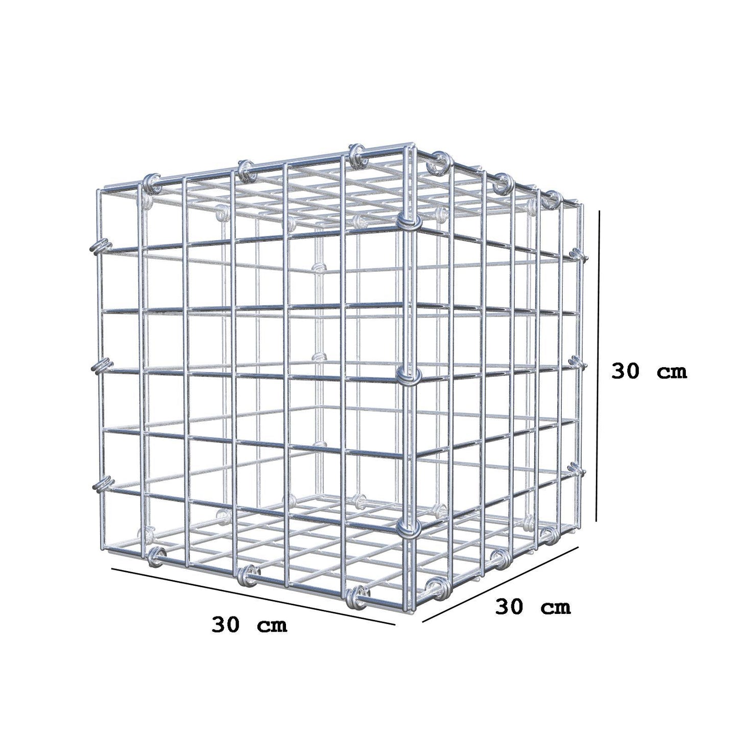 Schanskorf 30 cm x 30 cm x 30 cm (L x H x D), maaswijdte 5 x 5 cm, spiraalring