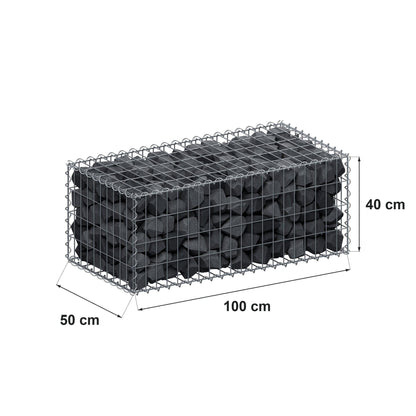 Schanskorf 100 cm x 40 cm x 50 cm (L x H x D), maaswijdte 5 cm x 10 cm, spiraalvormig