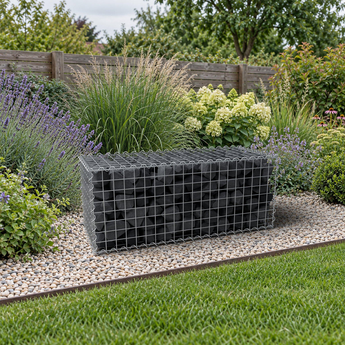 Gabione 100 cm x 40 cm x 40 cm (L x H x T), Maschenweite 5 cm x 5 cm, Spirale