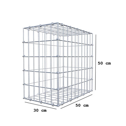 Gabione 50 cm x 50 cm x 30 cm (L x H x T), Maschenweite 5 x 10 cm, Spiralring