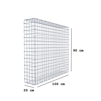 Gabione 100 cm x 90 cm x 20 cm (L x H x T), Maschenweite 5 x 5 cm, Spiralring