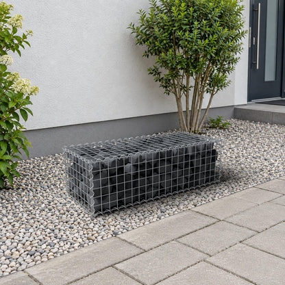 Schanskorf 100 cm x 30 cm x 40 cm (L x H x D), maaswijdte 5 cm x 5 cm, spiraalvormig