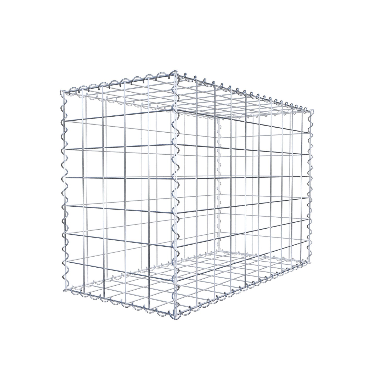 Schanskorf 100 cm x 70 cm x 50 cm (L x H x D), maaswijdte 10 cm x 10 cm, spiraalvormig