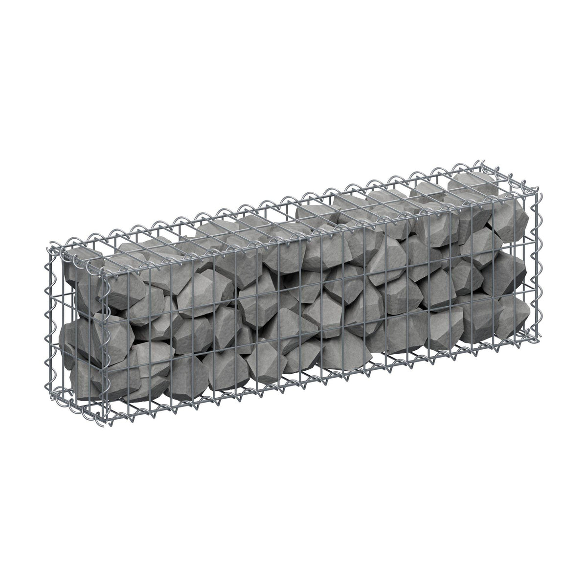 Gabion 100 cm x 30 cm x 20 cm (L x H x D), maskestørrelse 5 cm x 10 cm, spiral