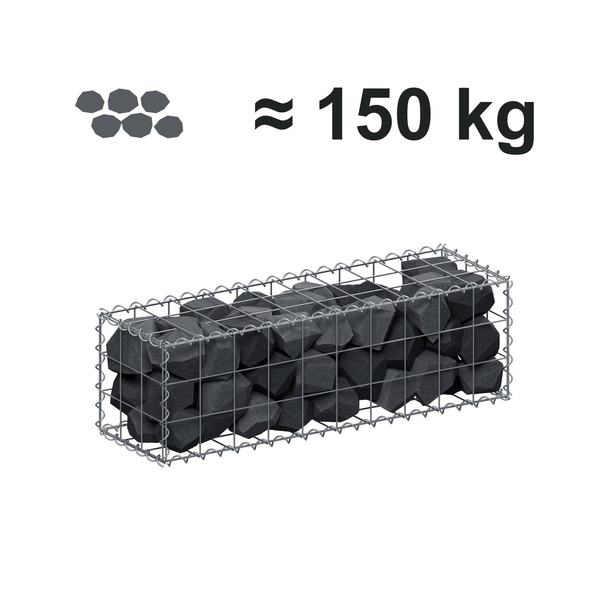 Gabione 100 cm x 30 cm x 30 cm (L x H x T), Maschenweite 10 cm x 10 cm, Spirale