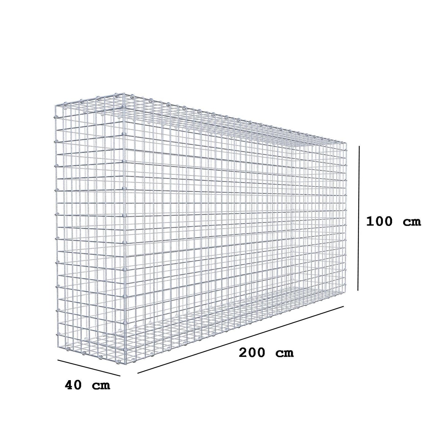 Schanskorf 200 cm x 100 cm x 40 cm (L x H x D), maaswijdte 5 x 5 cm, spiraalring