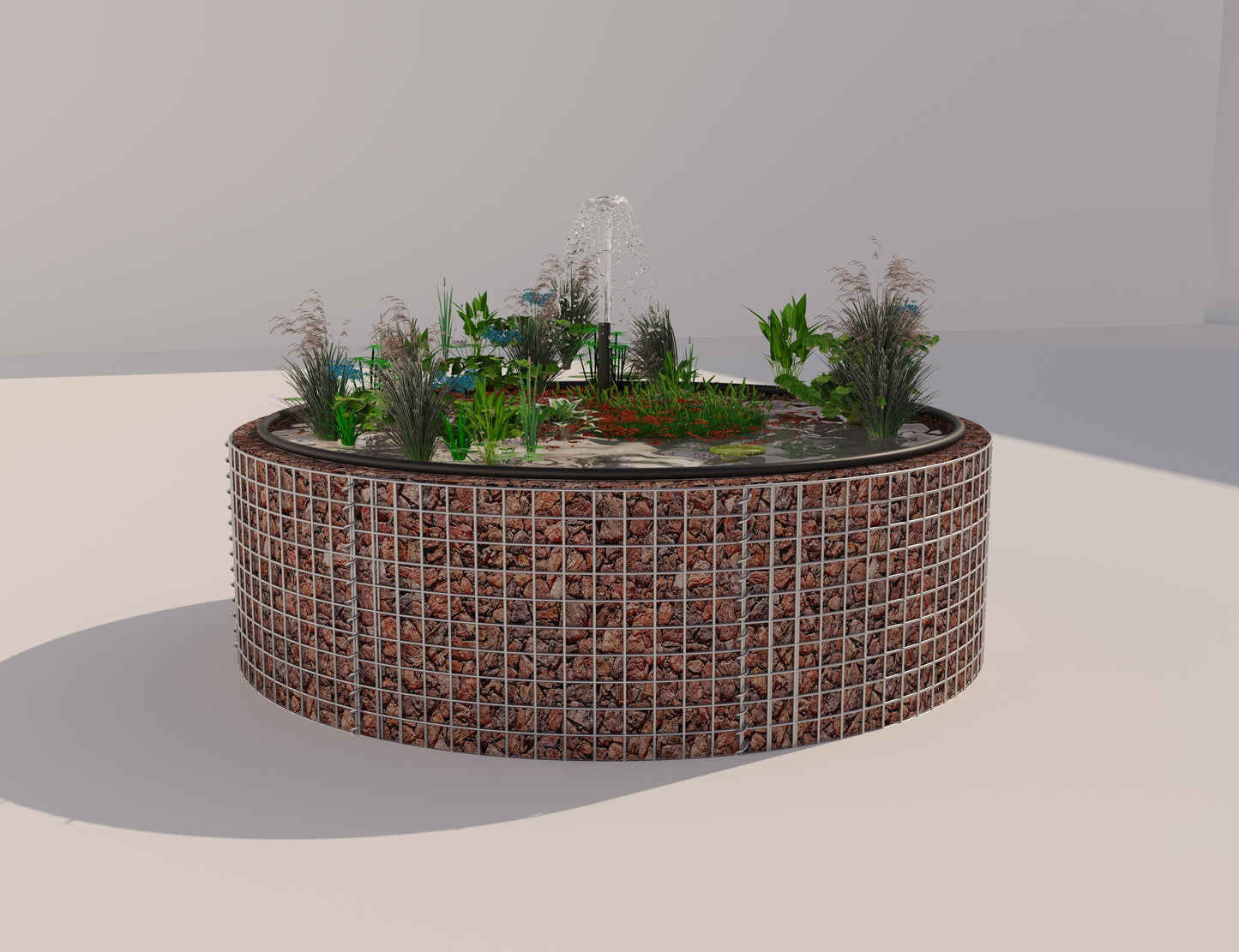 Gabion raised pond, round, outer diameter 172 cm, height 50 cm, mesh size 5 x 5 cm, wall thickness 15 cm