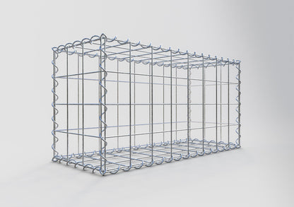 Schanskorf 80 cm x 40 cm x 30 cm (L x H x D), maaswijdte 10 cm x 10 cm, spiraalvormig