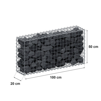 Gabion 100 cm x 50 cm x 20 cm (L x H x D), maskstorlek 5 cm x 5 cm, spiral