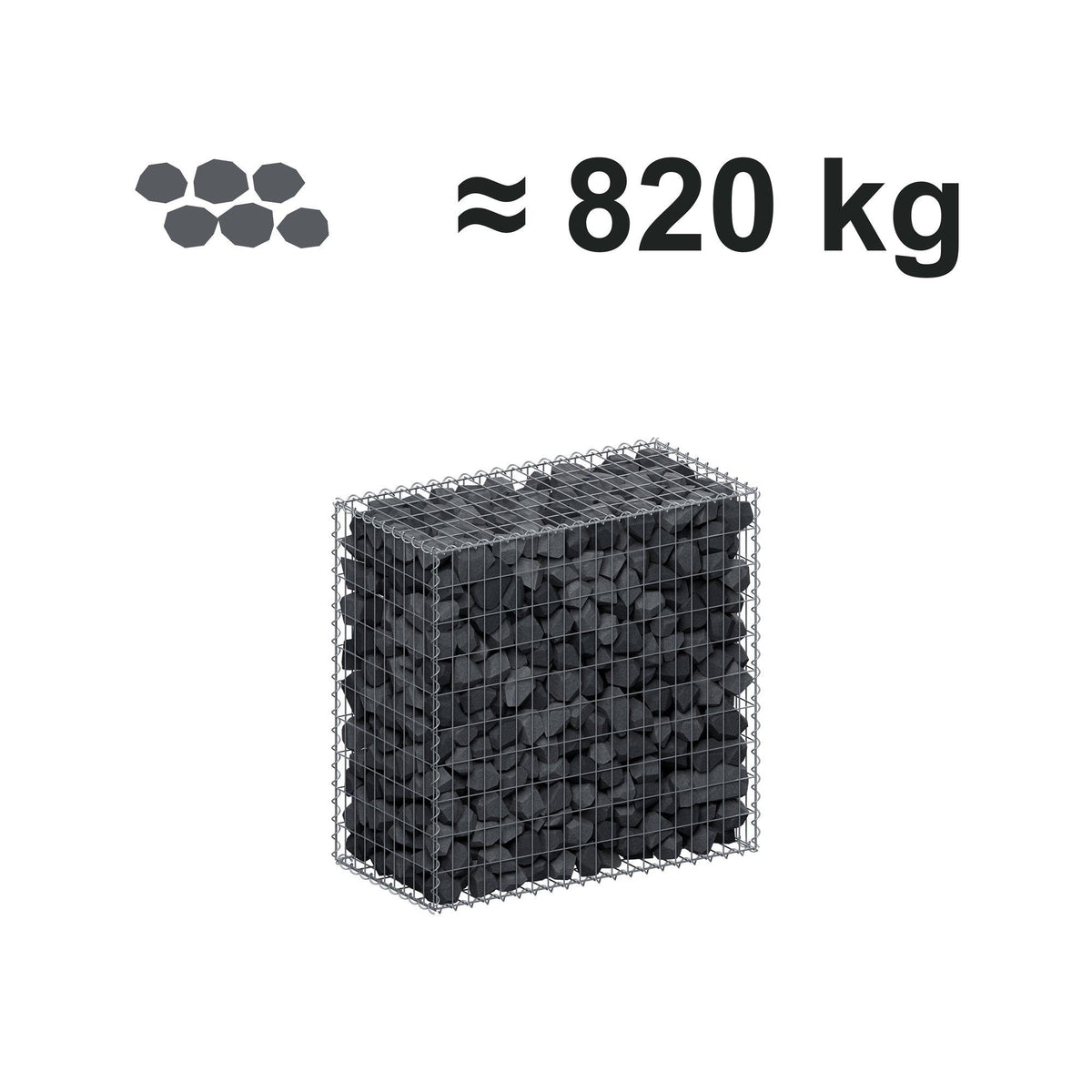 Gabion 100 cm x 100 cm x 50 cm (L x H x D), maskstorlek 5 cm x 10 cm, spiral