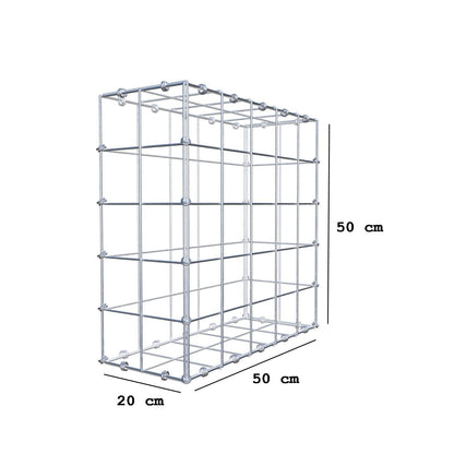 Gabion 50 cm x 50 cm x 20 cm (L x H x D), mesh size 10 x 10 cm, spiral ring