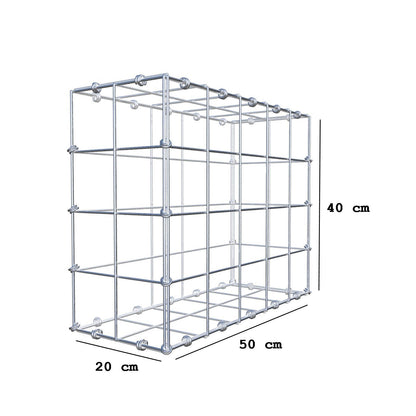 Gabione 50 cm x 40 cm x 20 cm (L x H x T), Maschenweite 10 x 10 cm, Spiralring