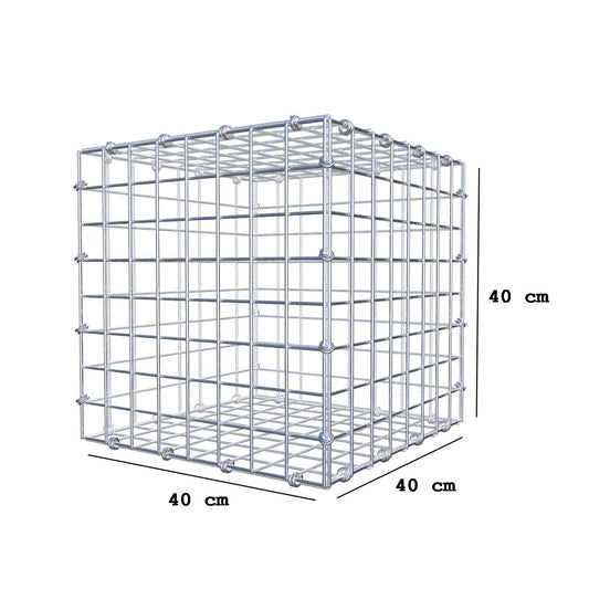 Schanskorf 40 cm x 40 cm x 40 cm (L x H x D), maaswijdte 5 x 5 cm, spiraalring