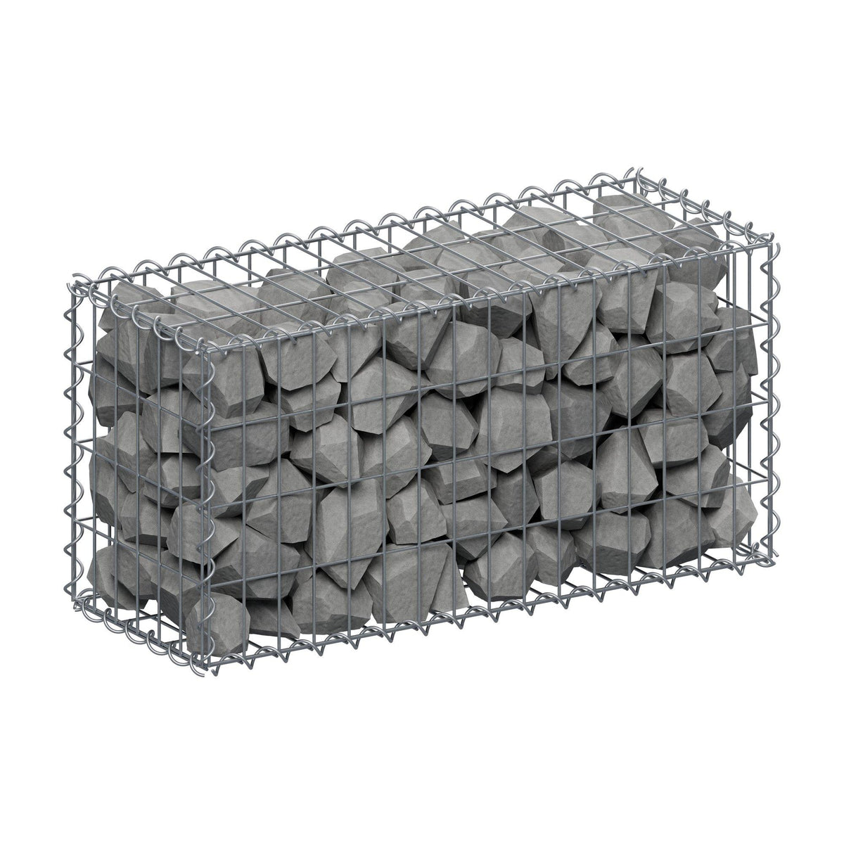 Schanskorf 80 cm x 40 cm x 30 cm (L x H x D), maaswijdte 5 cm x 10 cm, spiraalvormig
