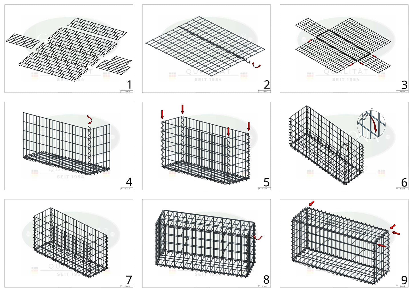 Gabion 100 cm x 50 cm x 50 cm (L x H x P), mailles 5 cm x 10 cm, spirale