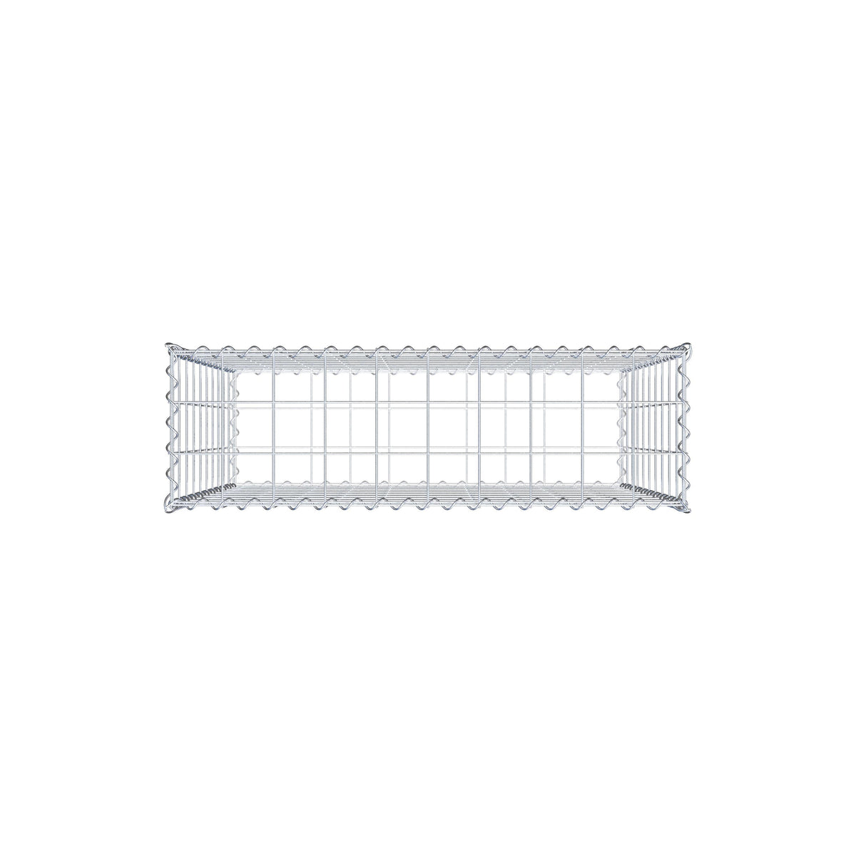 Schanskorf 100 cm x 100 cm x 30 cm (L x H x D), maaswijdte 10 cm x 10 cm, spiraalvormig