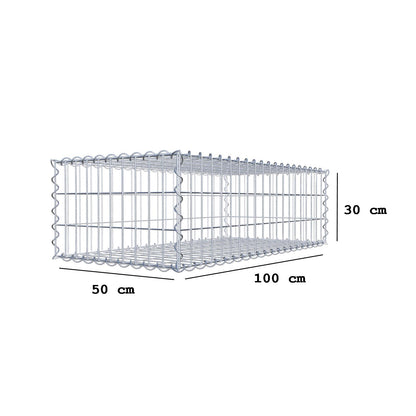 Gabione 100 cm x 30 cm x 50 cm (L x H x T), Maschenweite 5 cm x 10 cm, Spirale