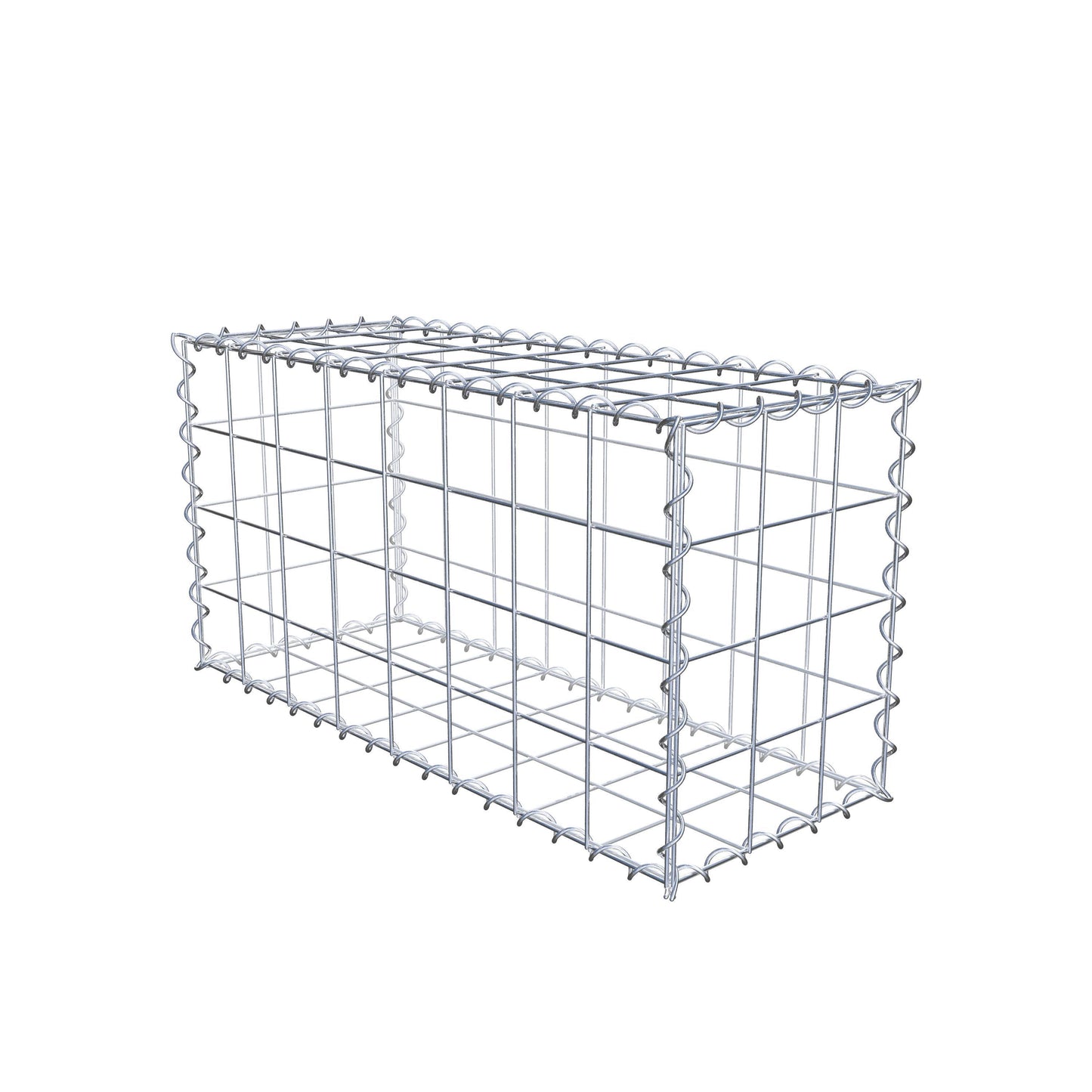 Schanskorf 80 cm x 40 cm x 30 cm (L x H x D), maaswijdte 10 cm x 10 cm, spiraalvormig