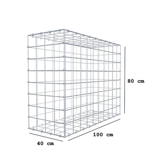 Schanskorf 100 cm x 80 cm x 40 cm (L x H x D), maaswijdte 10 x 10 cm, spiraalring