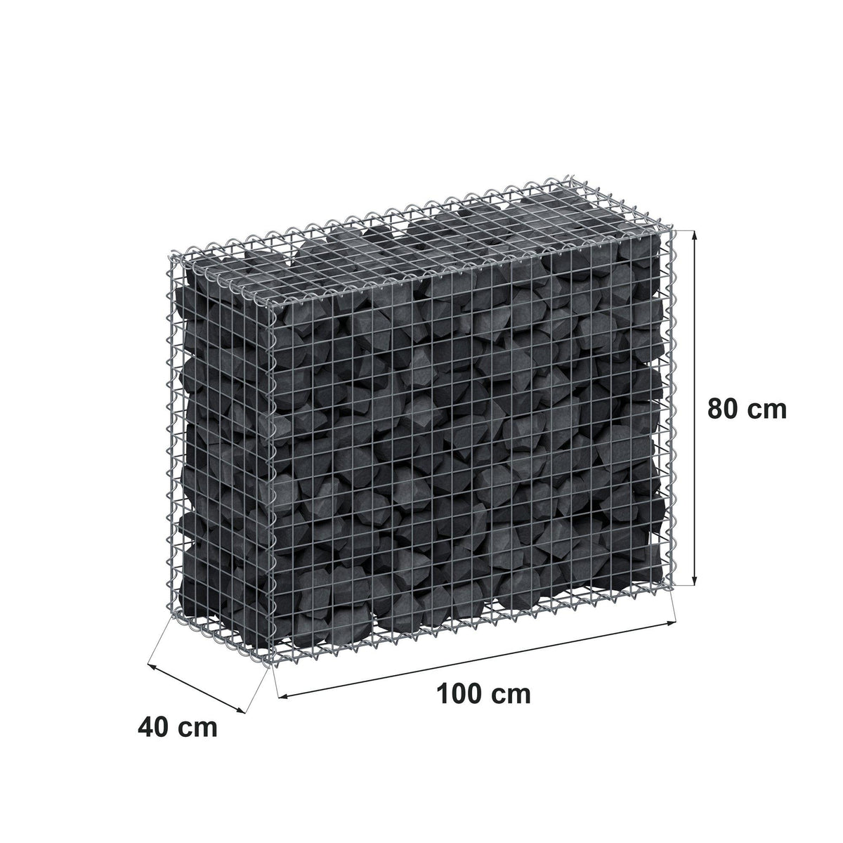 Schanskorf 100 cm x 80 cm x 40 cm (L x H x D), maaswijdte 5 cm x 5 cm, spiraalvormig