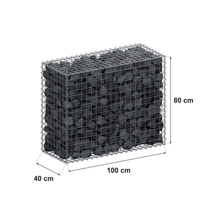 Schanskorf 100 cm x 80 cm x 40 cm (L x H x D), maaswijdte 5 cm x 5 cm, spiraalvormig